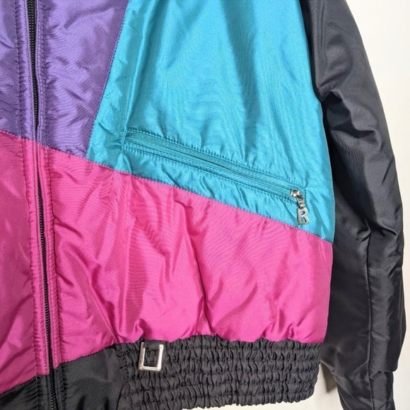 Vintage Bogner Ski Snow Puffer Jacket Black Purple Pink Teal 12 RUNS SMALL - Picture 4 of 13